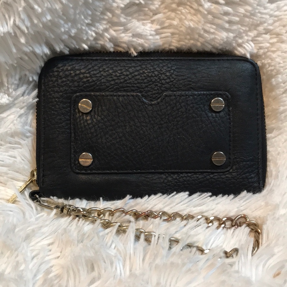 Olivia + Joy Black faux leather wristlet wallet
